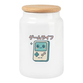 Retro Spielkonsole Kawaii Lebensgefühl - Keksdose mit Holzdeckel - Weiß - Vorne