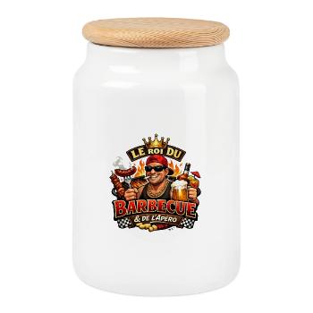APERO BARBECUE - Boîte à biscuits avec couvercle en bois - blanc - Devant