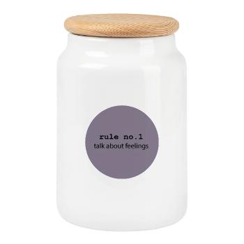 Parler de sentiments 5 - Boîte à biscuits avec couvercle en bois - blanc - Devant
