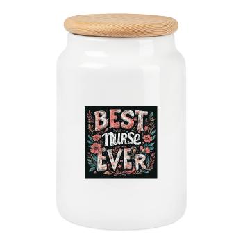 True nurse always loyal - Cookie Jar with Wooden Lid - white - Front