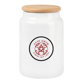 Emblème gothique mignon du pentagramme - Boîte à biscuits avec couvercle en bois - blanc - Devant