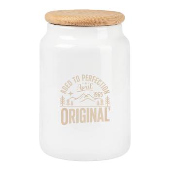 April 1965 – Legend of the Peaks and Mountains - Cookie Jar with Wooden Lid - white - Front