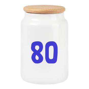 80. 80 ANS. 80e ANNIVERSAIRE. ANNIVERSAIRE 80 ANS. - Boîte à biscuits avec couvercle en bois - blanc - Devant