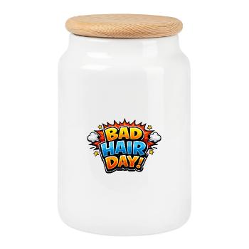 Bad Hair Day Comic Explosion - Cookie Jar with Wooden Lid - white - Front