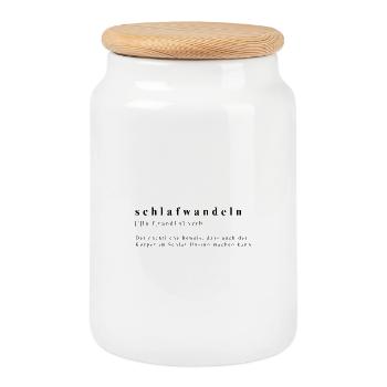 Somnambulisme - verbe - non-sens nocturne - Boîte à biscuits avec couvercle en bois - blanc - Devant