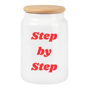 Step by step typography - Cookie Jar with Wooden Lid - white - Front