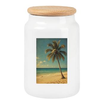 Magie tropicale vintage de Palm Beach - Boîte à biscuits avec couvercle en bois - blanc - Devant