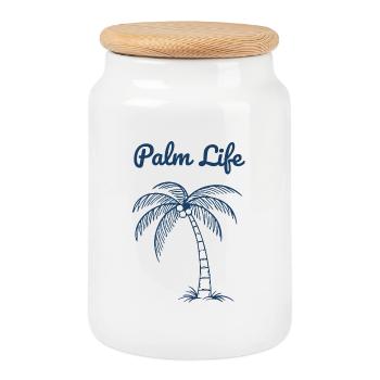 Palm Life Tropical Beach Design Minimal d’été - Boîte à biscuits avec couvercle en bois - blanc - Devant