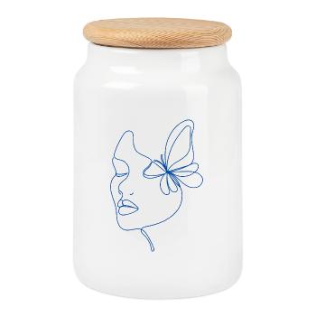 Butterfly_woman - Keksdose mit Holzdeckel - Weiß - Vorne