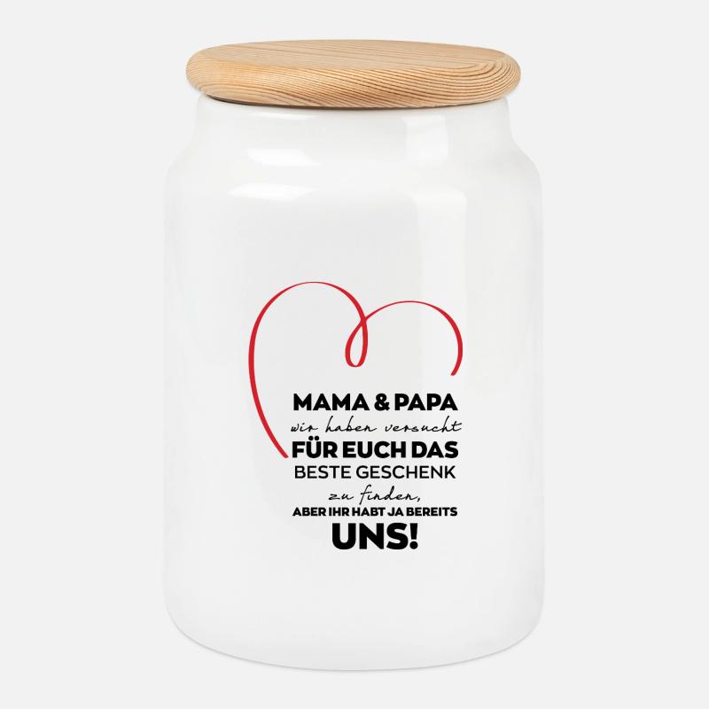 Mama Papa Eltern lustiges Geschenk - Keksdose mit Holzdeckel - Weiß
