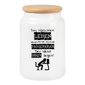 Ich werde Papierkram Spruch Geschenk - Keksdose mit Holzdeckel - Weiß - Vorne