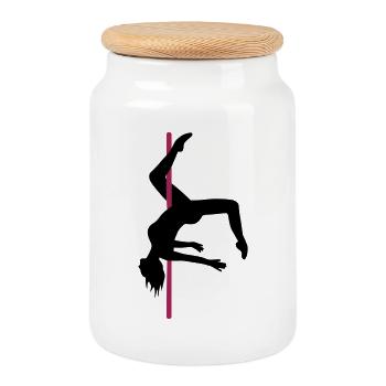 Pole Dance Scorpio - Cookie Jar with Wooden Lid - white - Front