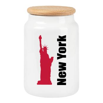 New York - Keksdose mit Holzdeckel - Weiß - Vorne