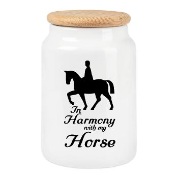 In Harmony with my Horse,Pferd,Tier, Geschenke - Cookie Jar with Wooden Lid - white - Front