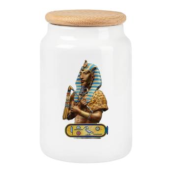 Akhenaton - Pharaon d'Egypte - Boîte à biscuits avec couvercle en bois - blanc - Devant