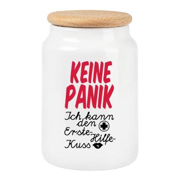 Erste Hilfe Kuss Medizin Liebe Gesundheit Geschenk - Keksdose mit Holzdeckel - Weiß - Vorne