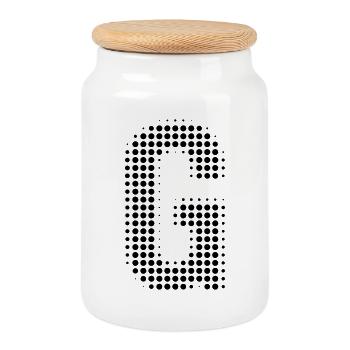 Lettre G initiale lettre points cadeau - Boîte à biscuits avec couvercle en bois - blanc - Devant