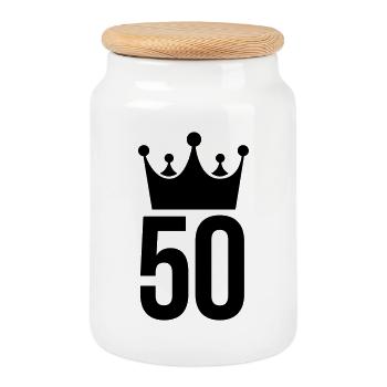 anniversary birthday - Cookie Jar with Wooden Lid - white - Front