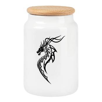 Dragon - Boîte à biscuits avec couvercle en bois - blanc - Devant