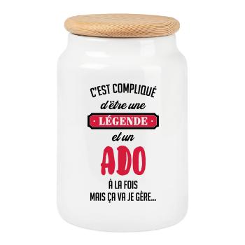 adolescent / enfant / ado / adolescente - Boîte à biscuits avec couvercle en bois - blanc - Devant