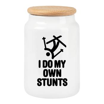 I do my own stunts - skiing / ski - Keksdose mit Holzdeckel - Weiß - Vorne