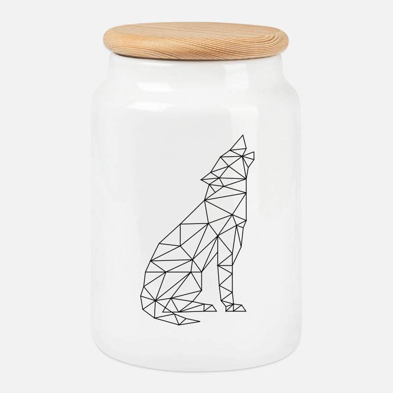 Wolf Call Wolf Contour Silhouette - Cookie Jar with Wooden Lid - white