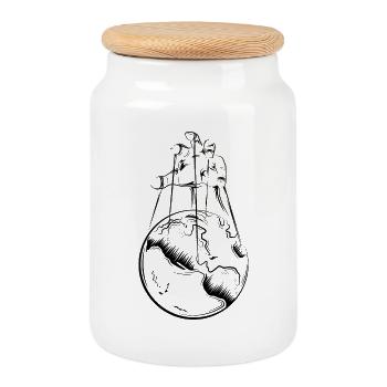 hope earth world symbol hands Puppenspieler Erde - Keksdose mit Holzdeckel - Weiß - Vorne