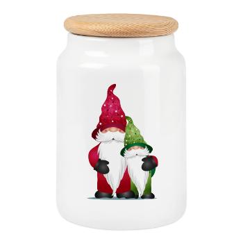little cute imp friends for christmas - Cookie Jar with Wooden Lid - white - Front