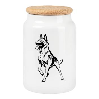 Malinois - Cookie Jar with Wooden Lid - white - Front