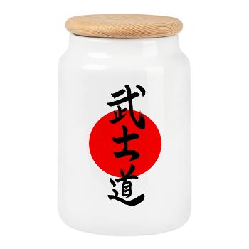 Bushido Kanji - Cookie Jar with Wooden Lid - white - Front
