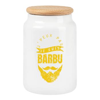 Je peux pas je suis barbu humour - Boîte à biscuits avec couvercle en bois - blanc - Devant