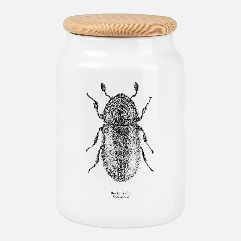 Borkenkäfer | Scolytinae Poster - Keksdose mit Holzdeckel - Weiß