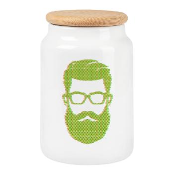 Masculinité barbue Coiffure barbue Cheveux - Boîte à biscuits avec couvercle en bois - blanc - Devant
