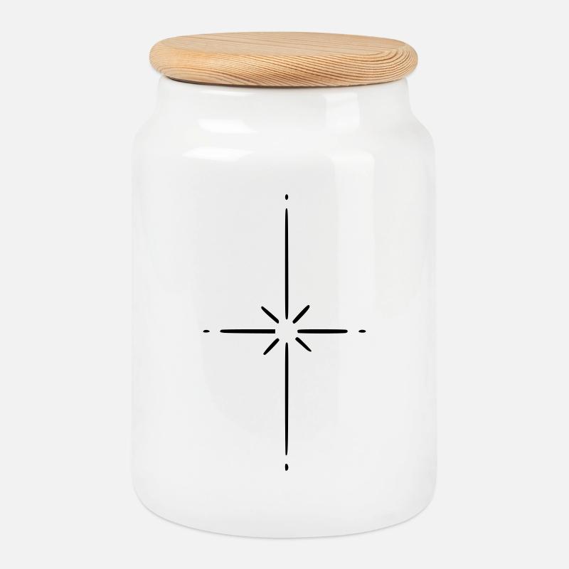 Étoile - Boîte à biscuits avec couvercle en bois - blanc