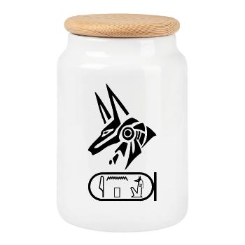 Gott Anubis (schwarz) - Keksdose mit Holzdeckel - Weiß - Vorne