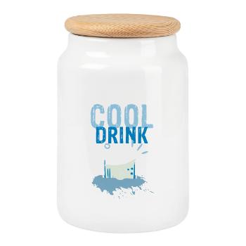 ALL I NEED is cool drink | Hitze - Keksdose mit Holzdeckel - Weiß - Vorne