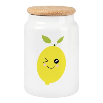citron vert lime - Boîte à biscuits avec couvercle en bois - blanc - Devant