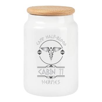Cabin #11 in Camp Half Blood, Child of Hermes - Cookie Jar with Wooden Lid - white - Front