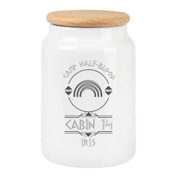 Cabin #14 in Camp Half Blood, Child of Iris - Cookie Jar with Wooden Lid - white - Front