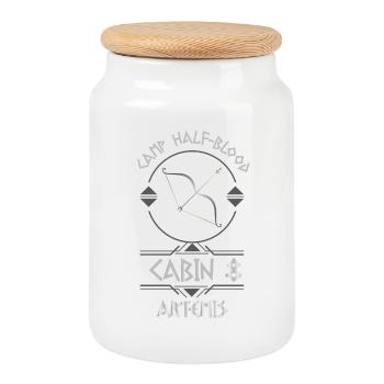 Cabin #8 in Camp Half Blood, Child of Artemis - Cookie Jar with Wooden Lid - white - Front