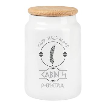 Cabin #4 in Camp Half Blood, Child of Demetra - Cookie Jar with Wooden Lid - white - Front