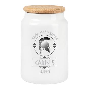 Cabin #5 in Camp Half Blood, Child of Ares - Cookie Jar with Wooden Lid - white - Front