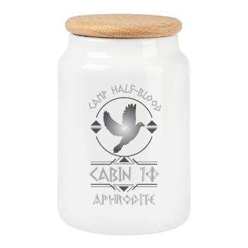 Cabin #10 in Camp Half Blood, Child of Aphrodite - Cookie Jar with Wooden Lid - white - Front