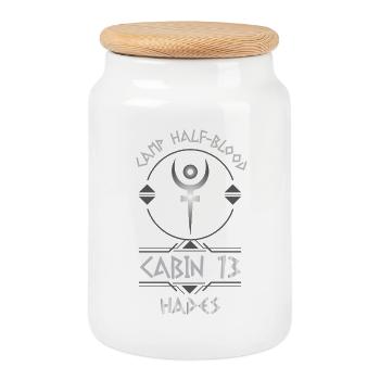 Cabin #13 in Camp Half Blood, Child of Hades - Cookie Jar with Wooden Lid - white - Front