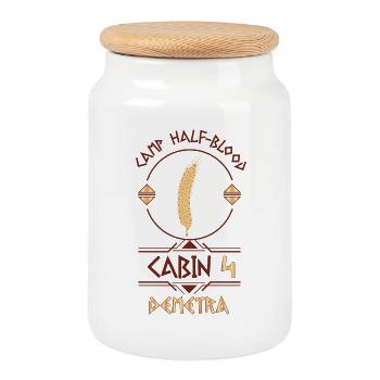 Cabin #4 in Camp Half Blood, Child of Demetra - Cookie Jar with Wooden Lid - white - Front