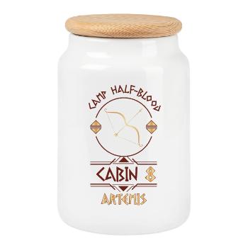 Cabin #8 in Camp Half Blood, Child of Artemis - Cookie Jar with Wooden Lid - white - Front