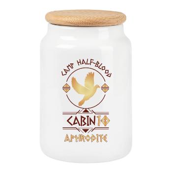 Cabin #10 in Camp Half Blood, Child of Aphrodite - Cookie Jar with Wooden Lid - white - Front
