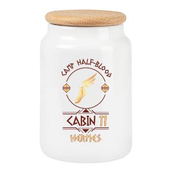 Cabin #11 in Camp Half Blood, Child of Hermes - Cookie Jar with Wooden Lid - white - Front