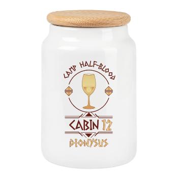 Cabin #12 in Camp Half Blood, Child of Dionysus - Cookie Jar with Wooden Lid - white - Front