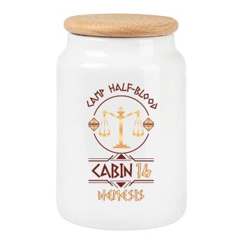 Cabin #16 in Camp Half Blood, Child of Nemesis - Cookie Jar with Wooden Lid - white - Front